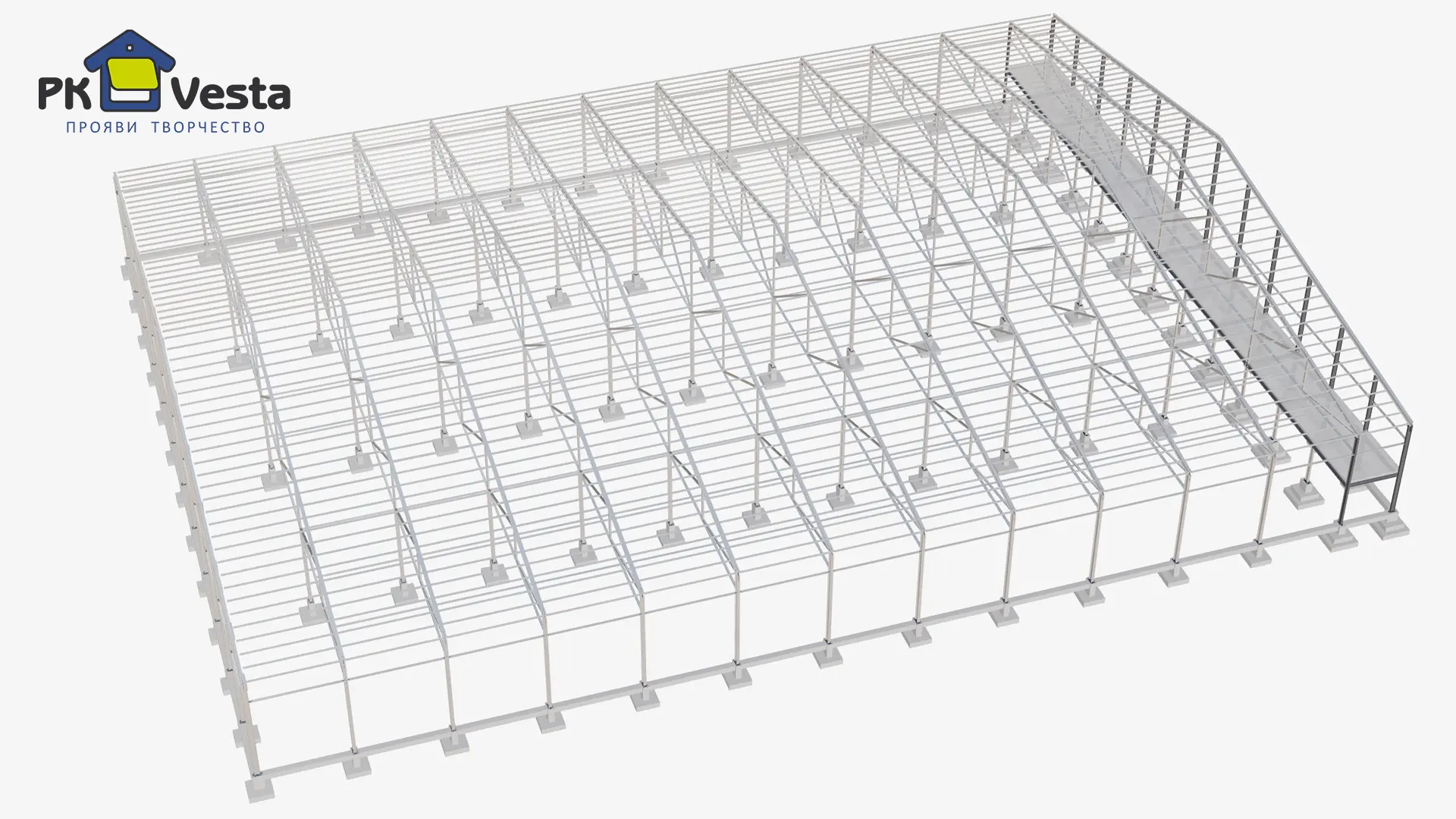 Завод ПК Веста объявляет о заказе быстровозводимого фруктохранилища 56Ш х 76Д х 8В из ЛСТК (4 256 кв.м.) в г. Астана, Казахстан