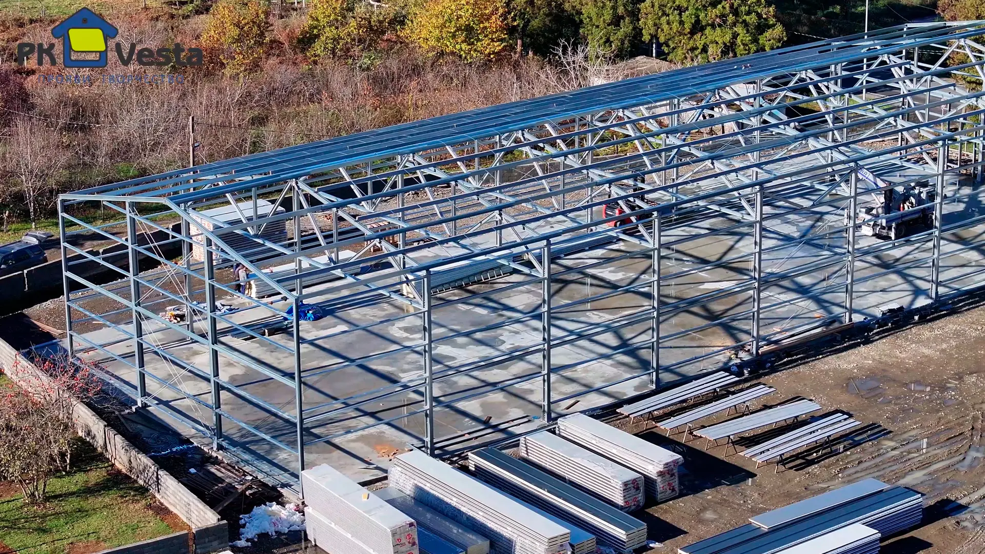 Завод ПК Веста сообщает о завершении монтажа быстровозводимого склада 18Ш х 54Д х 6В из ЛСТК (972 кв.м.) для местного фермера в г. Батуми, Грузия