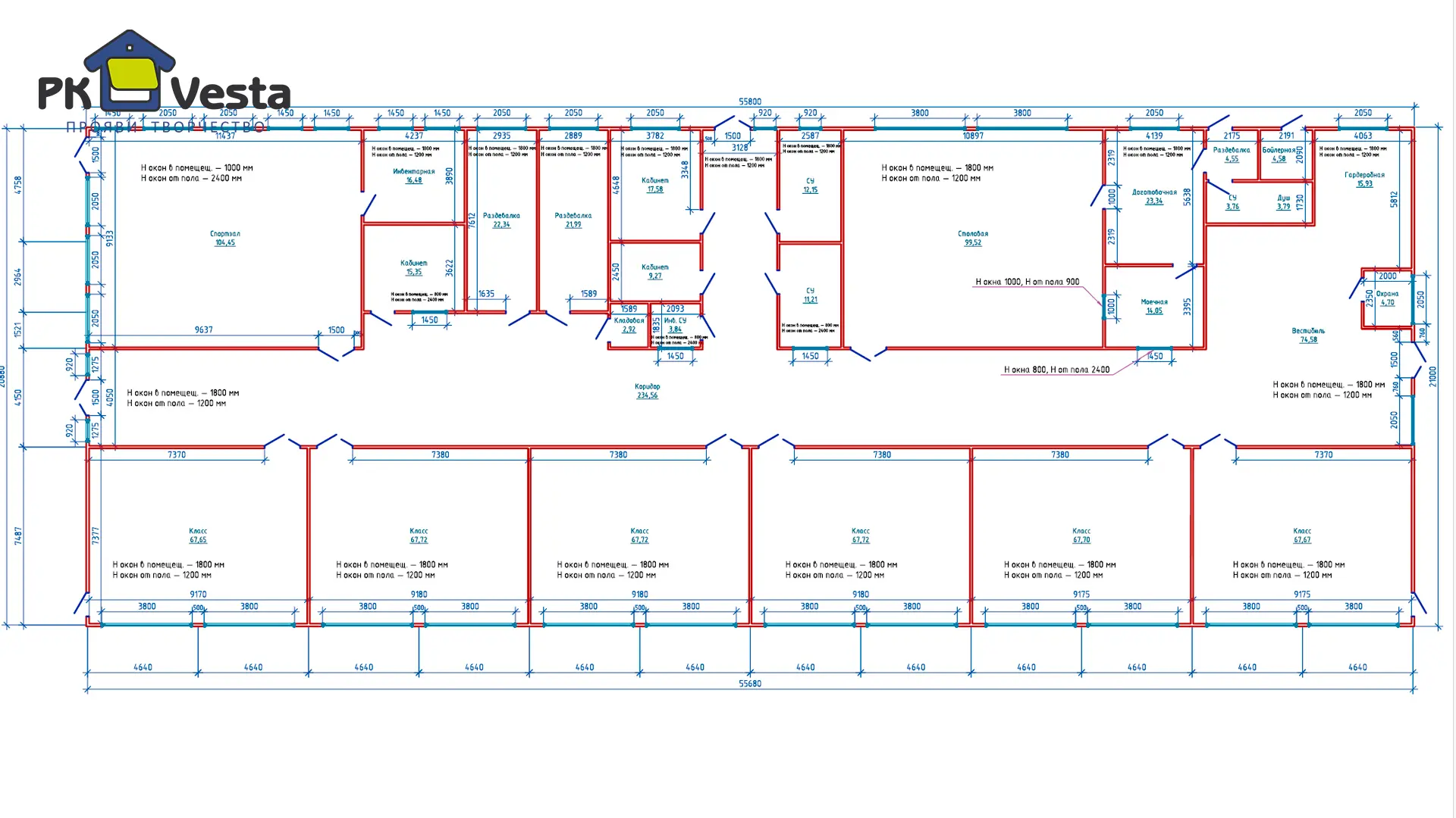 Завод ПК Веста объявляет о заказе быстровозводимой школы, спорт зала и столовой 21Ш х 56Д х 3.5В (1 174 кв.м.) из ЛСТК в п. Гурзуф, Крым, Россия