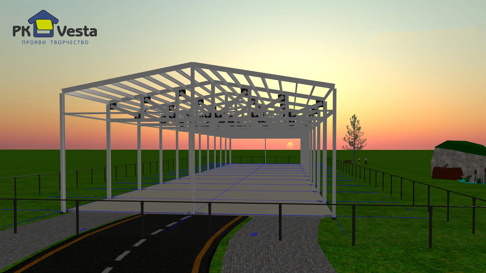 Завод ПК Веста сообщает об экспортном заказе быстровозводимого ангара 16Ш х 67Д х 6В (1 072 кв.м.) из ЛСТК в г. Атырау, Казахстан