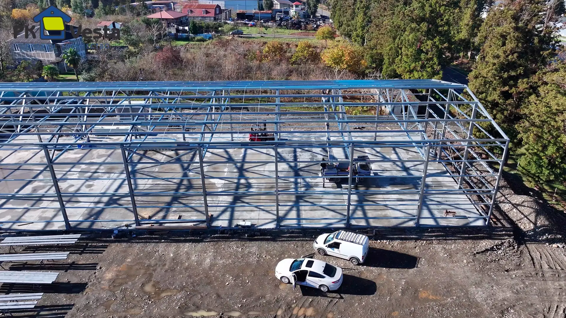 Завод ПК Веста сообщает о завершении монтажа быстровозводимого склада 18Ш х 54Д х 6В из ЛСТК (972 кв.м.) для местного фермера в г. Батуми, Грузия