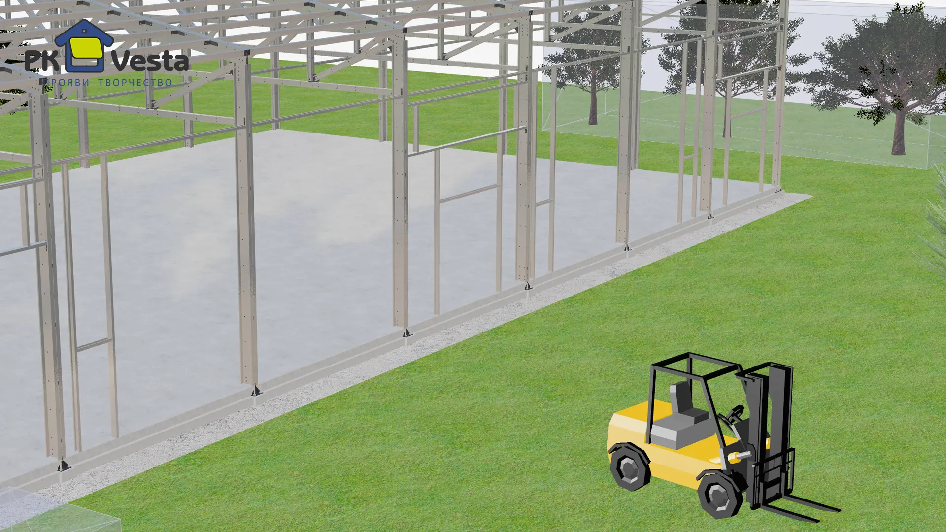 Завод ПК Веста объявляет о заказе быстровозводимого склада/цеха 24Ш х 62Д х 6В (1 488 кв.м.) из ЛСТК для хранения кондитерских изделий в г. Венев, Россия