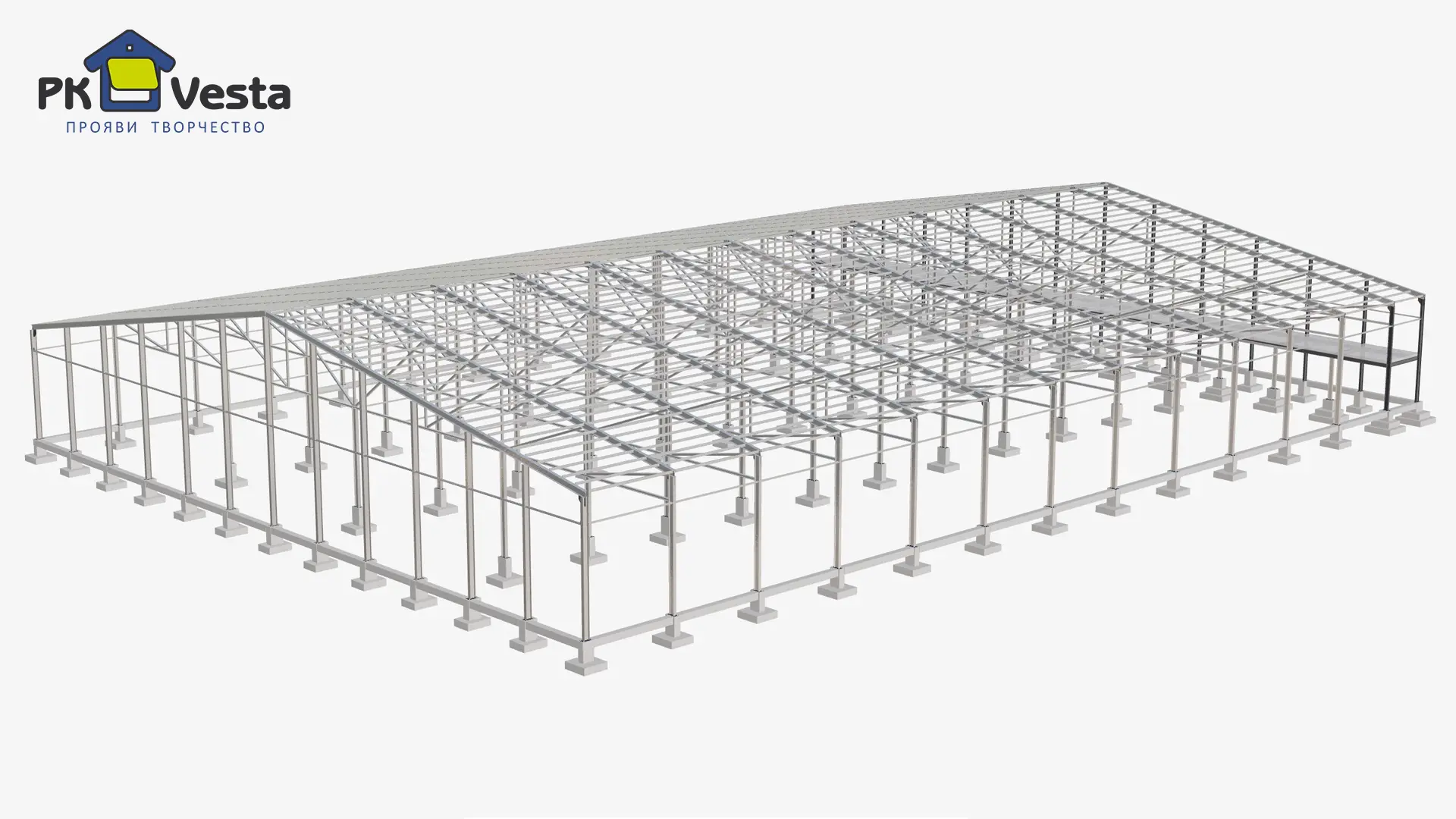 Завод ПК Веста объявляет о заказе быстровозводимого фруктохранилища 56Ш х 76Д х 8В из ЛСТК (4 256 кв.м.) в г. Астана, Казахстан