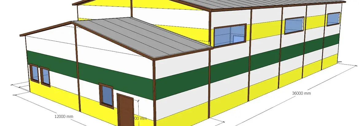 166. Быстровозводимый спорт зал 12х36х6/4 из ЛСТК  в г. Ялта, Крым, Россия
