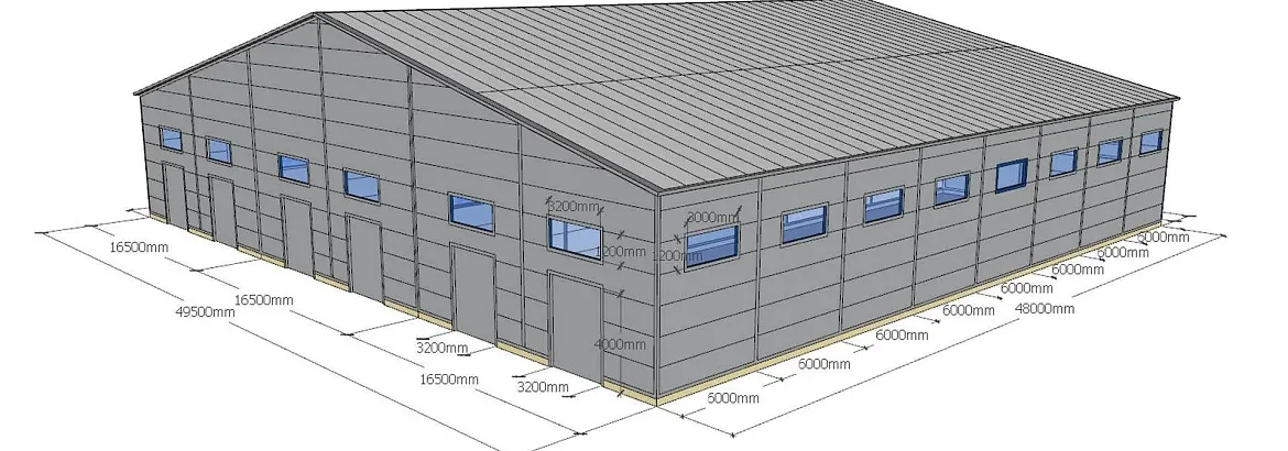 127. Быстровозводимый промышленный и складской комплекс 49.5х48х7 для изготовления защитных масок в г. Минск, Беларусь