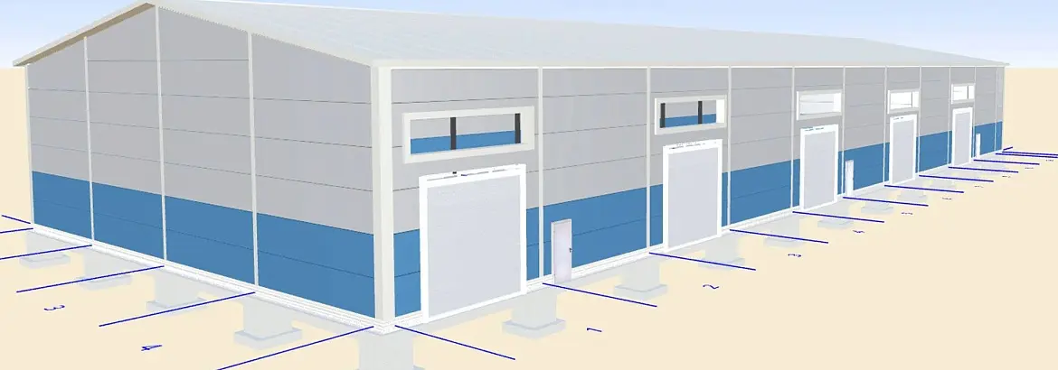 181. Быстровозводимый склад 24Ш х 60Д х 6В для хранения продукции по защите и охране различных российских объектов в г. Москва, Россия 