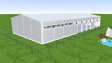 180. Быстровозводимый технический центр 24Ш х 50Д х 6В по ремонту двигателей грузовой техники г. Санкт Петербург, Россия 