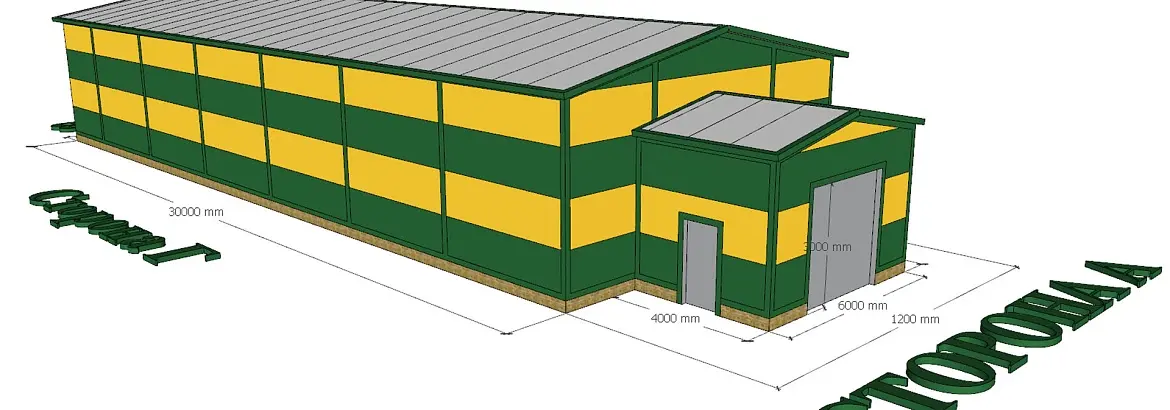178. Быстровозводимый склад хранения варенья 12Ш х 30Д х 4.8В из ЛСТК в г. Одоев, Россия