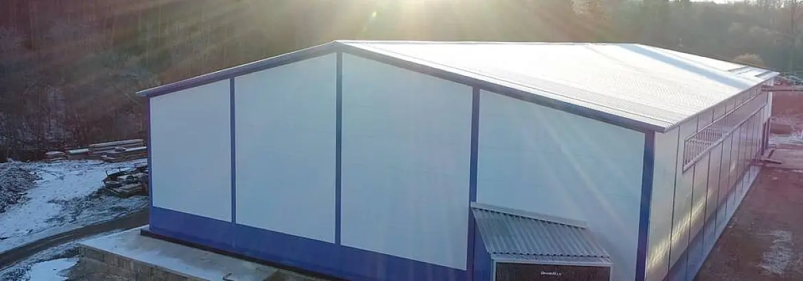 142. Быстровозводимый склад 24х60х6 из ЛСТК для мебельной фабрики в д. Окуловка, Россия