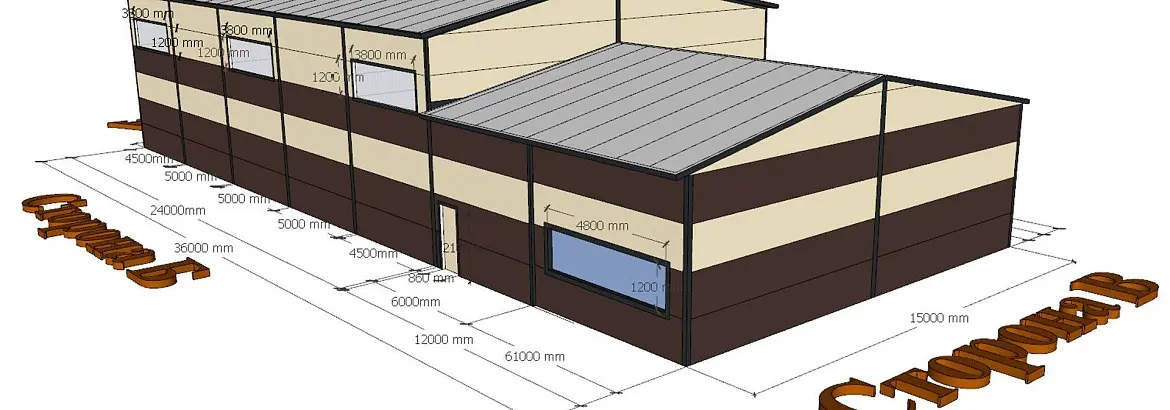 159. Быстровозводимый спортивный зал 15х36х6 из ЛСТК в г. Дмитров, МО, Россия